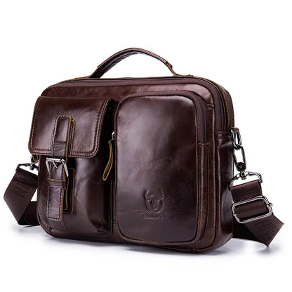 BULLCAPTAIN Genuine Leather Briefcase Messenger Bag