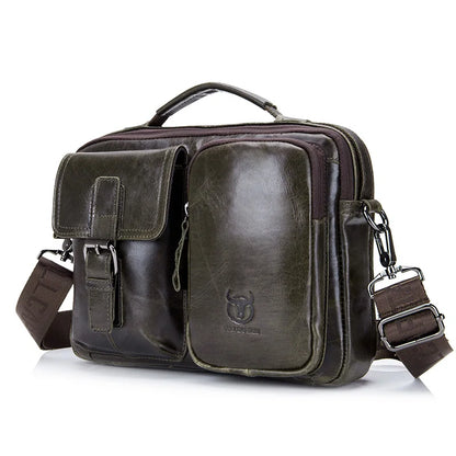 BULLCAPTAIN Genuine Leather Briefcase Messenger Bag