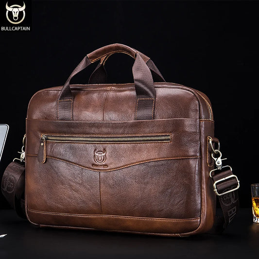 BULLCAPTAIN Leather Briefcase/Messenger Bag